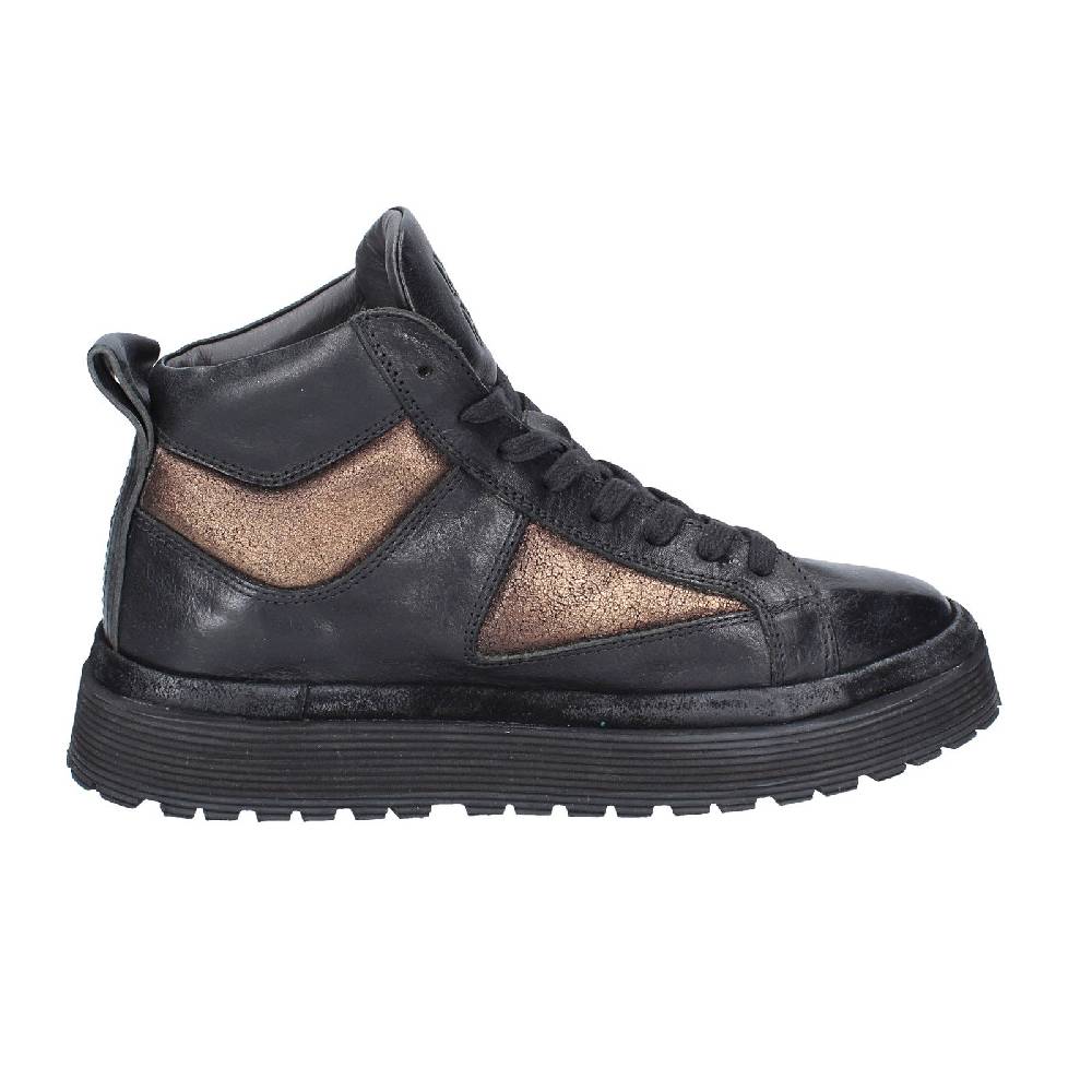 scarpe donna MOMA sneakers nero pelle bronzo 1BW316 EY622 Offerte
