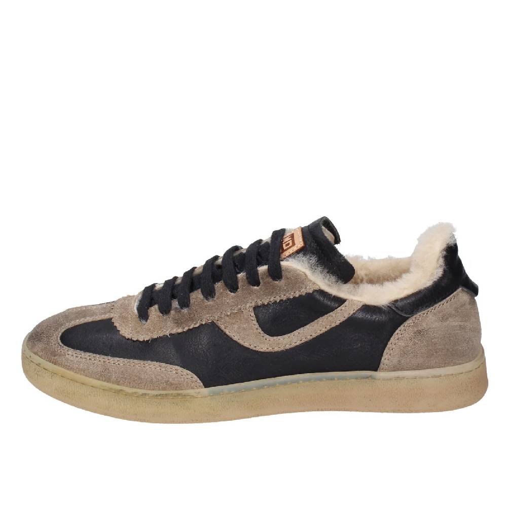 scarpe donna MOMA sneakers nero pelle beige 89301A EY602 Negozio