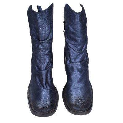 scarpe donna MOMA stivaletti blu pelle camoscio 1CW343 VINTAGE BD819 Qualità Garantita
