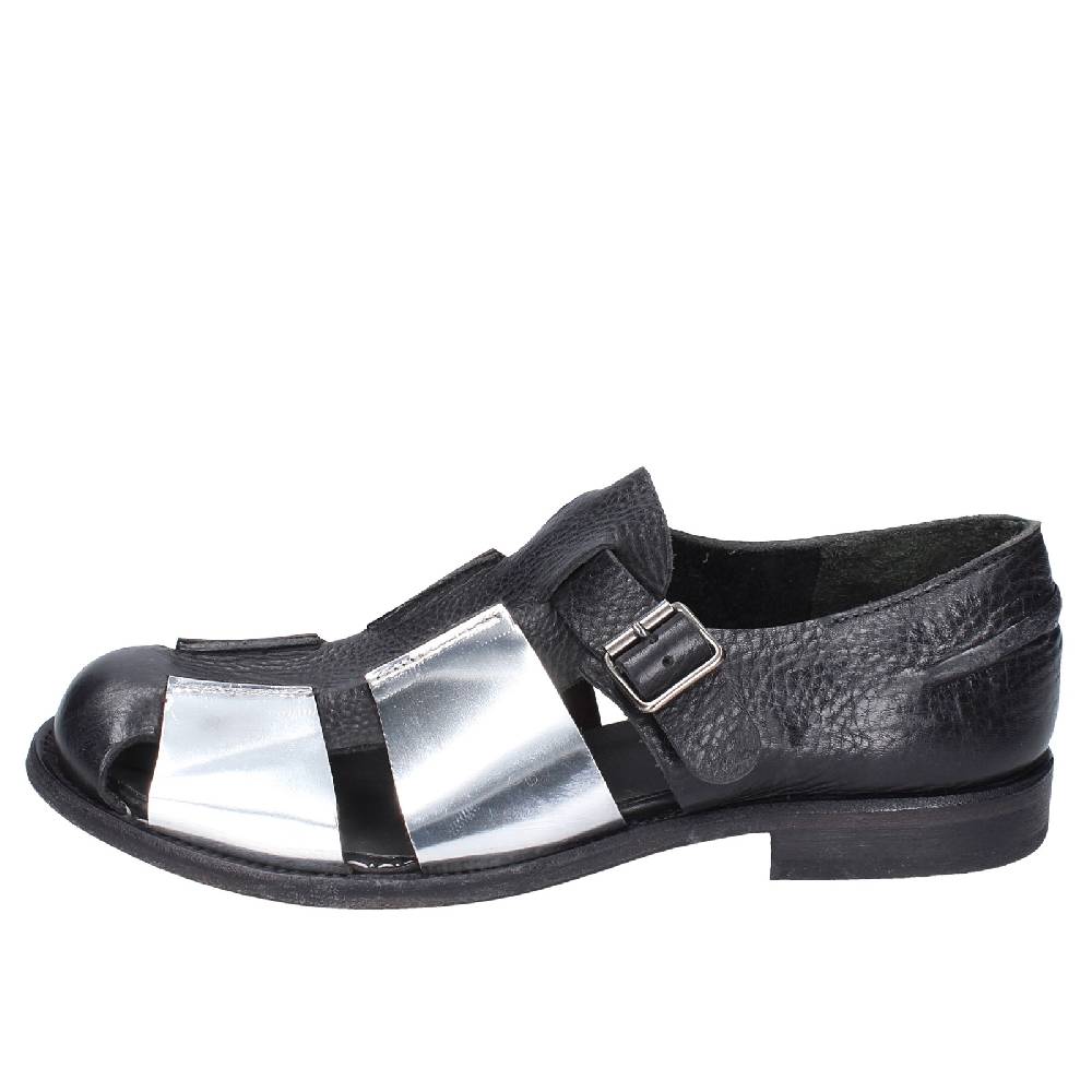 scarpe donna MOMA sandali nero pelle argento 40401G VINTAGE EX410 Economico