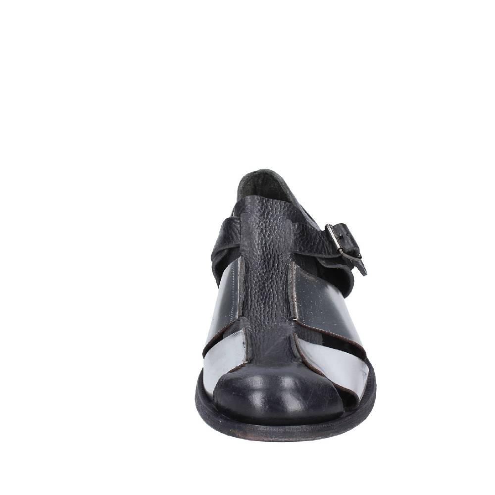scarpe donna MOMA sandali nero pelle argento 40401G VINTAGE EX410 Economico