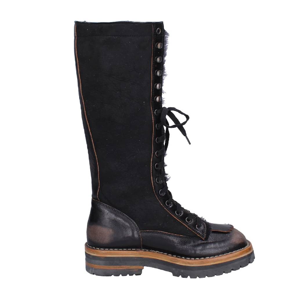 scarpe donna MOMA stivali nero camoscio pelle 81304D-VADO EY495 Nuova