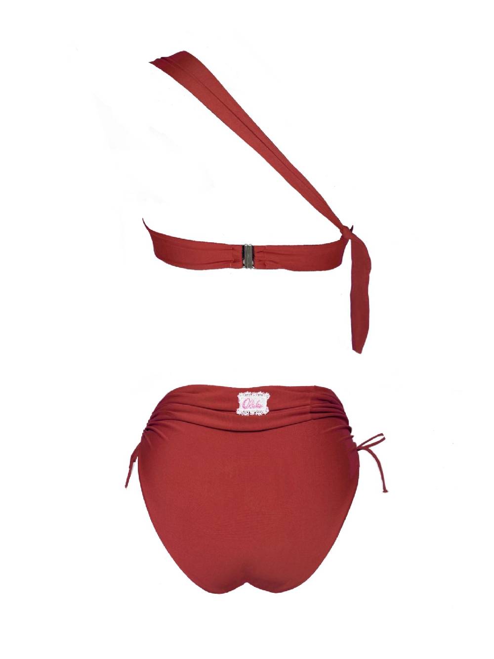 Olivia Gold Reggiseno Monospalla + Slip a vita alta drappeggiato Nuovo