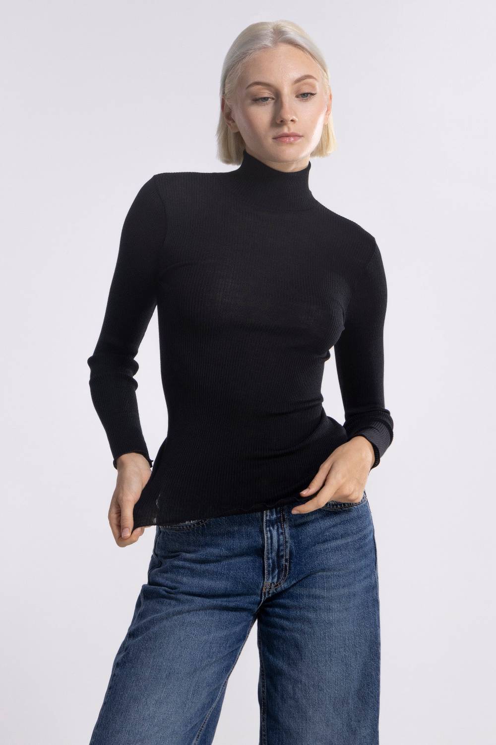 Oscalito Dolcevita Lupetto Tubolare Maniche Lunghe Lana e Seta 3429 Saldi Di Fabbrica
