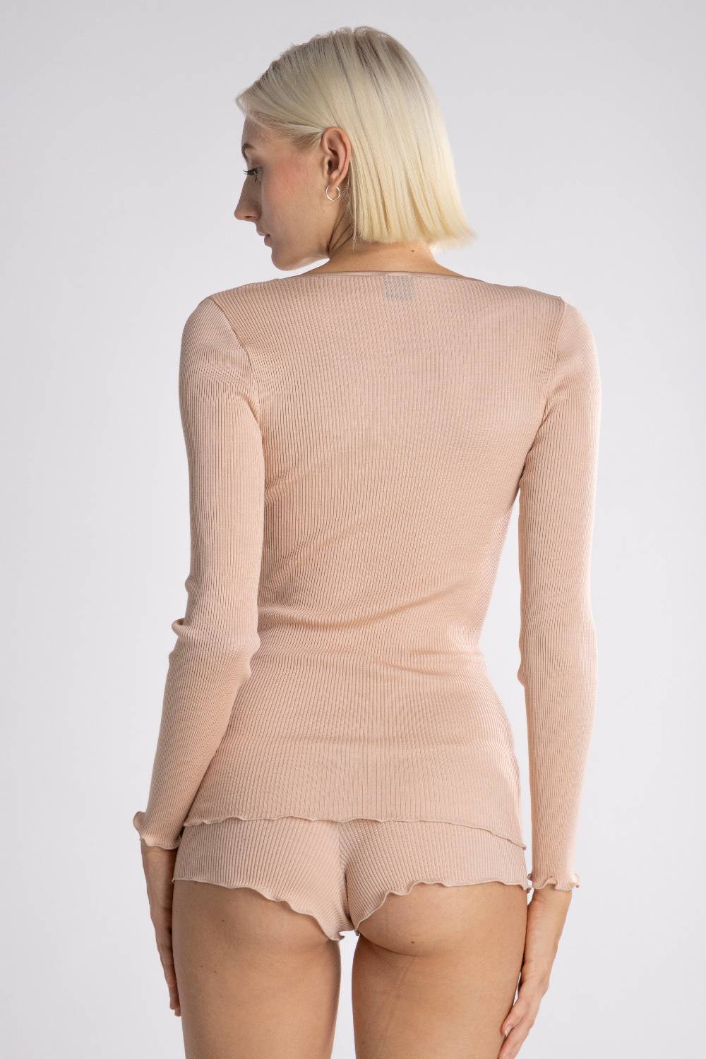 Oscalito Maglia a maniche lunghe con scollo a V in raso di lana e seta 4248 Moda