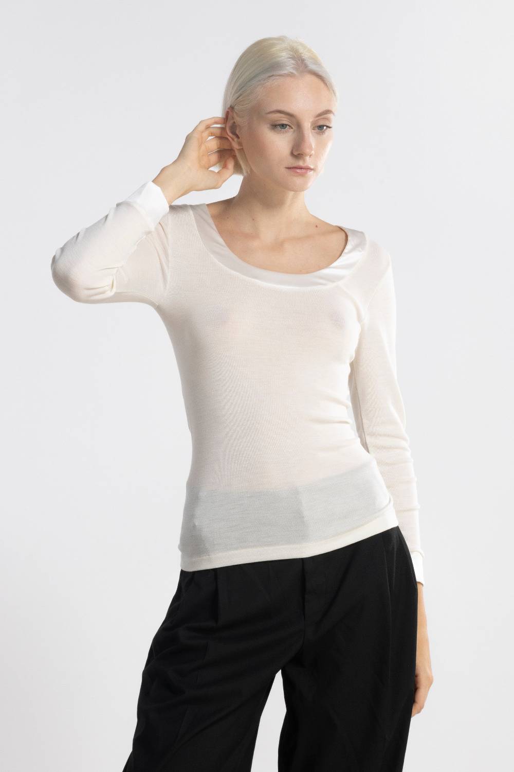 Oscalito Camicia Donna Lana e Seta maniche lunghe 4258 Qualità
