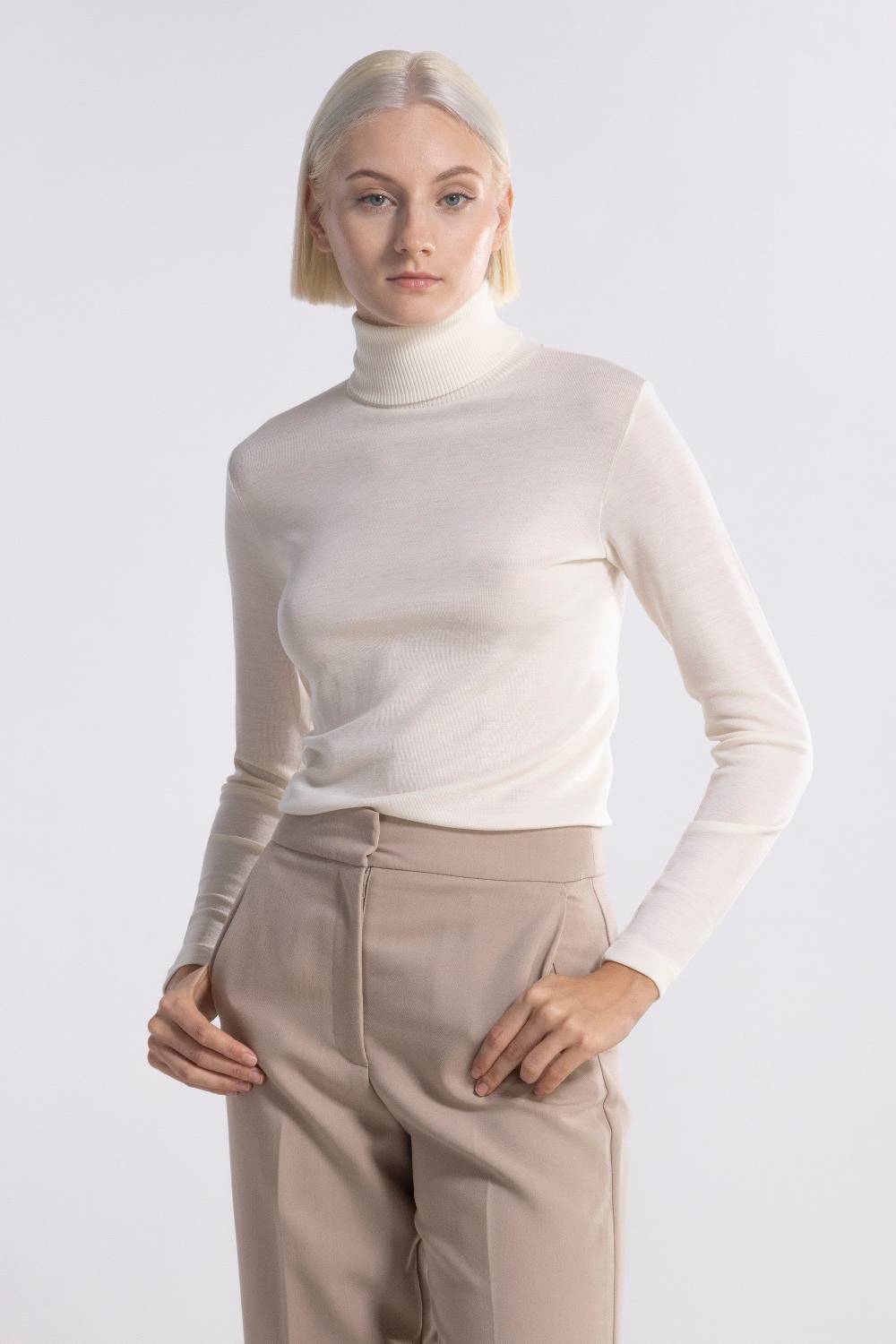 Oscalito Maglia Dolcevita a Maniche Lunghe in tessuto liscio di Lana e Seta 3478 Spedizione Gratuita