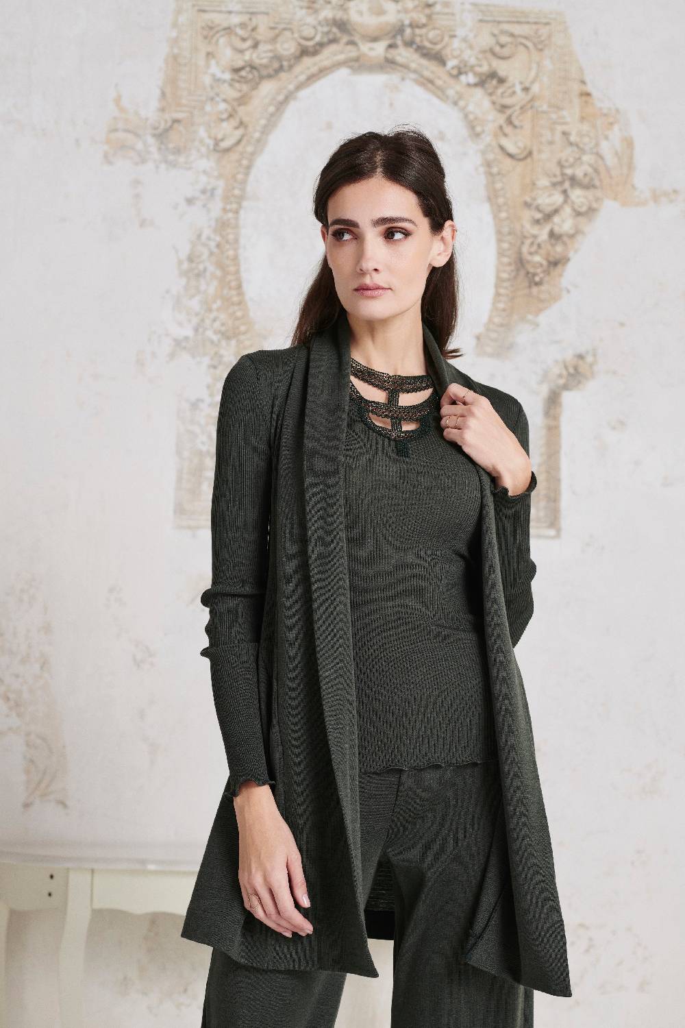 Oscalito Cardigan Lungo in Lana e Seta 3463 Negozi Online