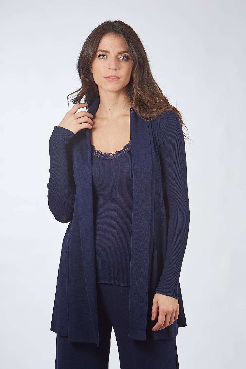Oscalito Cardigan Lungo in Lana e Seta 3463 Negozi Online