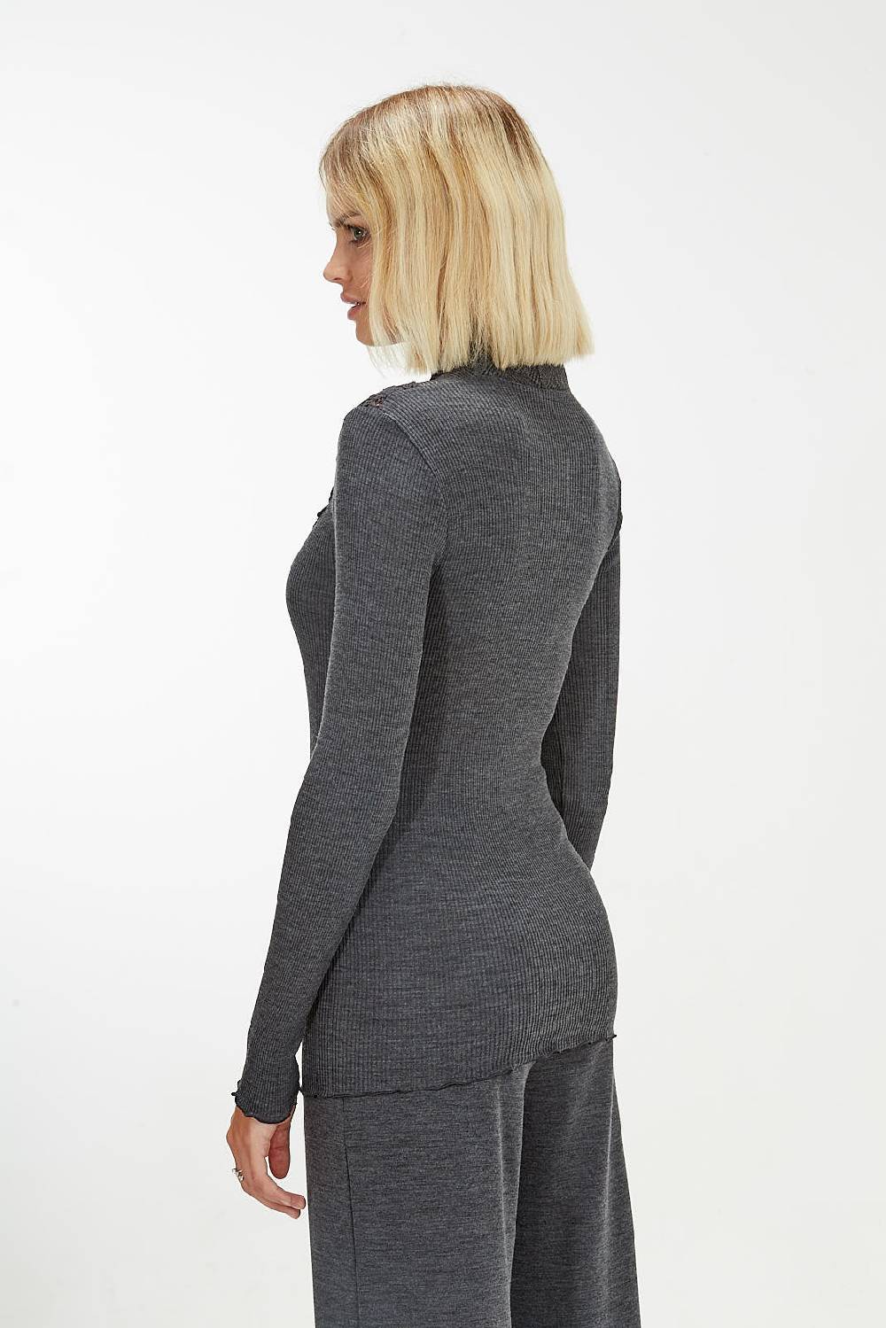 Oscalito Maglia a maniche lunghe in lana e seta con motivo tartan macramè 5808 Consegna Veloce