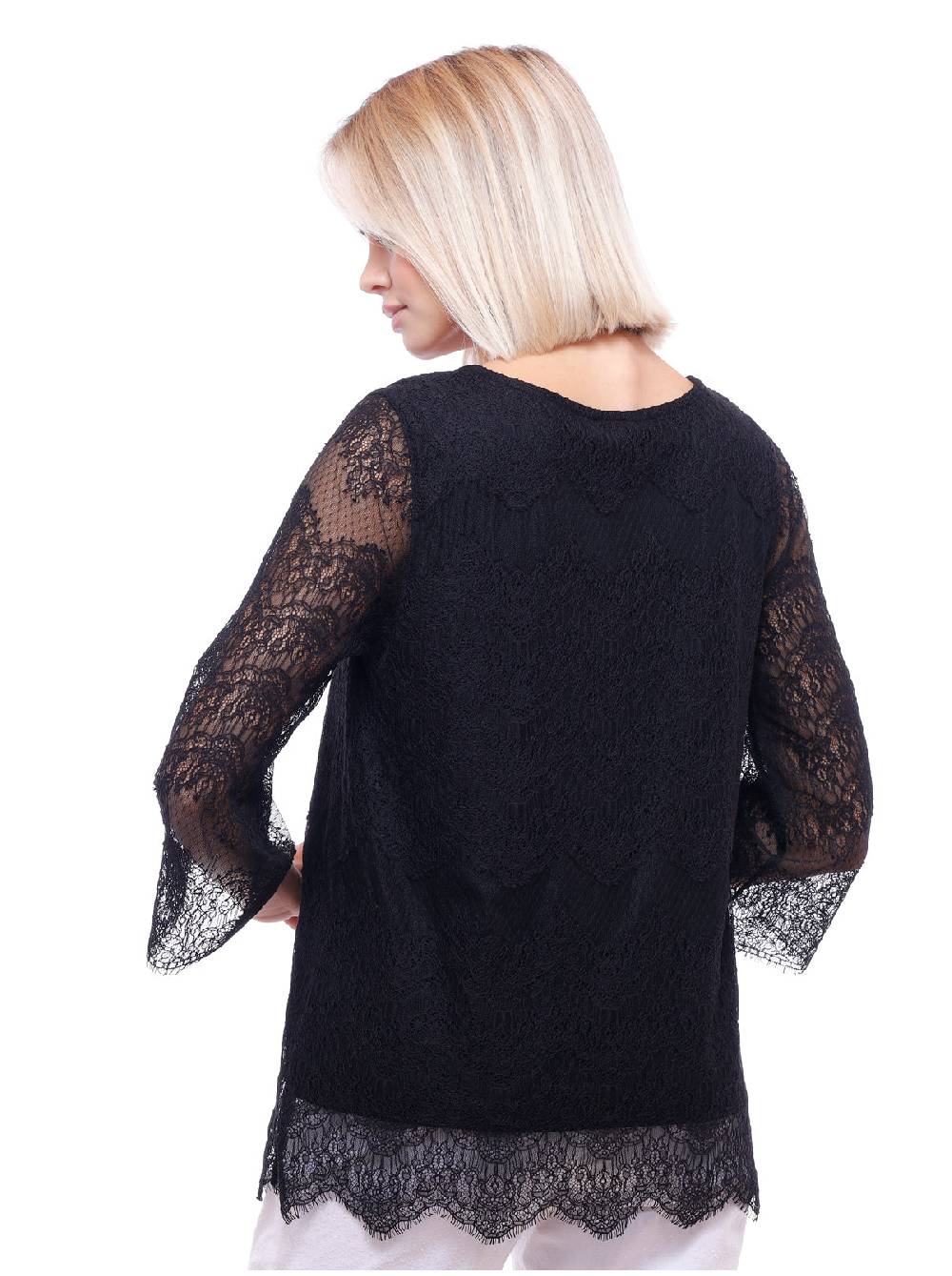 Oscalito Maglia a maniche lunghe in micromodal con Chantilly 5992 Italy