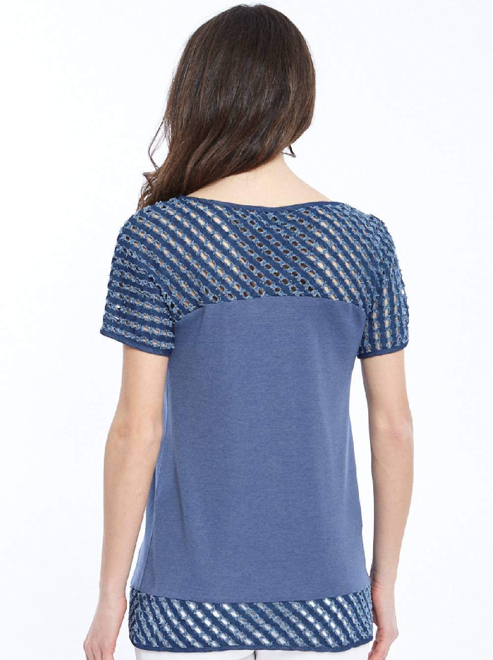 Oscalito T-shirt Filoscozia® con Dettagli in Denim Laserato 4604 Vendita