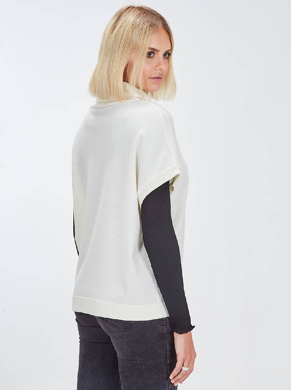 Oscalito Camicia Donna Smanicata in Lana e Seta con dettagli macramè 5836 Spedizione Gratuita