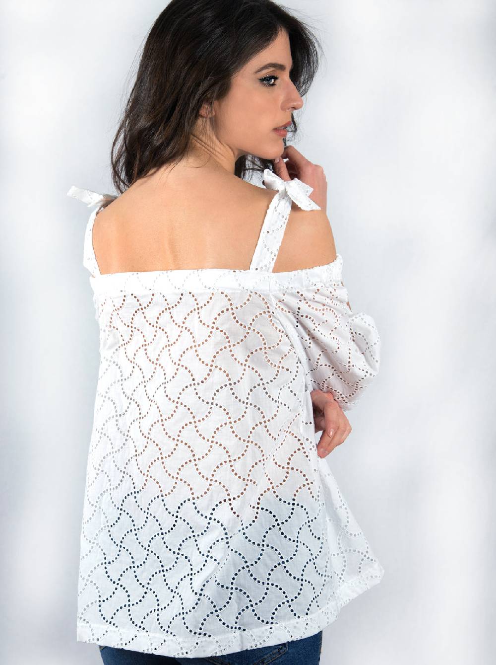 Oscalito Camicia Tre Quarti Scollo Barca in Pizzo Sangallo 4552 Negozi Online