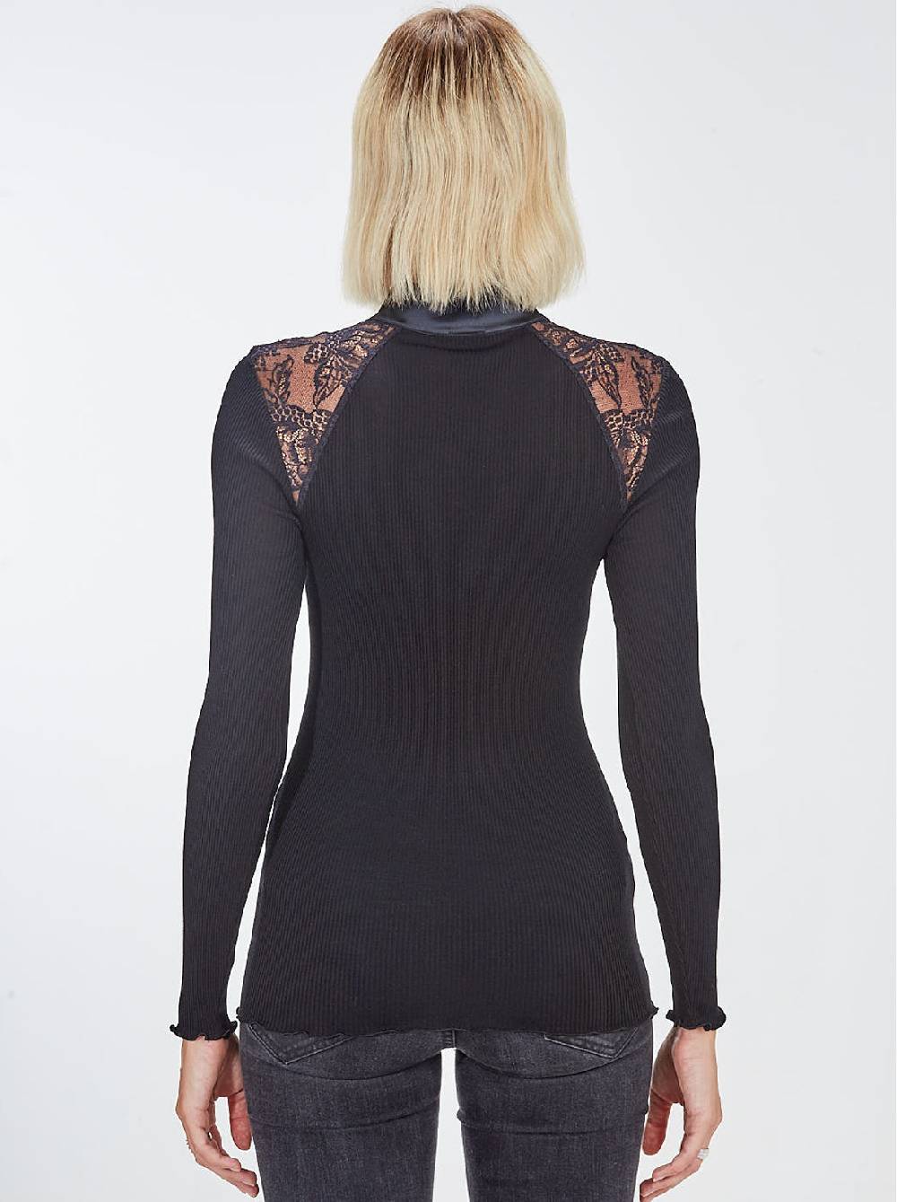 Oscalito Camicia Collo Alto Chantilly Maniche Lunghe in Lana e Seta 5868 Fino al 55% di sconto