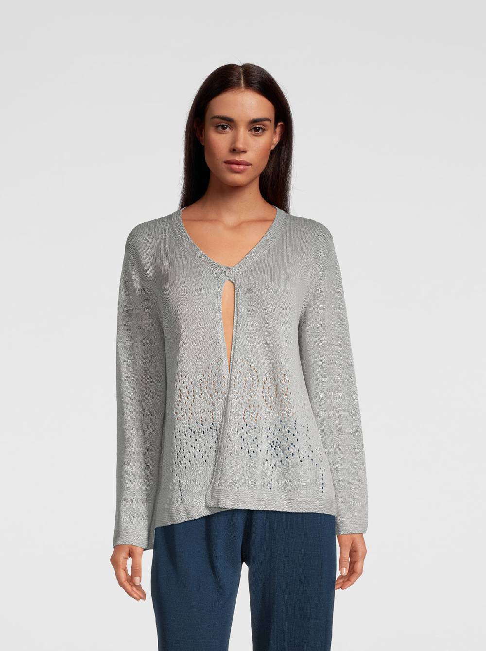 Oscalito Cardigan Tricot in maglia di Puro Lino 6586 Qualità