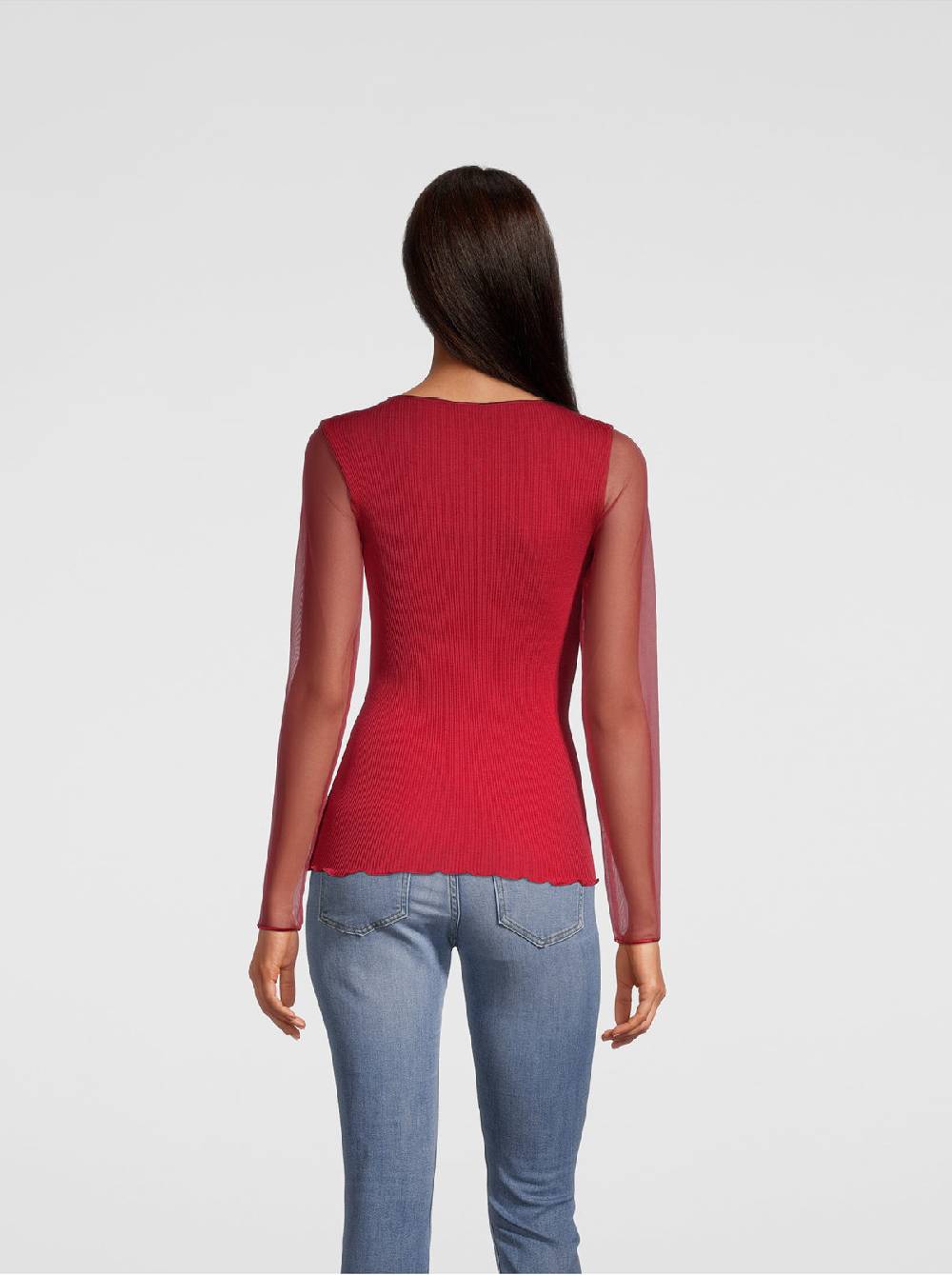 Oscalito Girocollo maniche lunghe fascia macramè con piccole frange 6488 Vendita