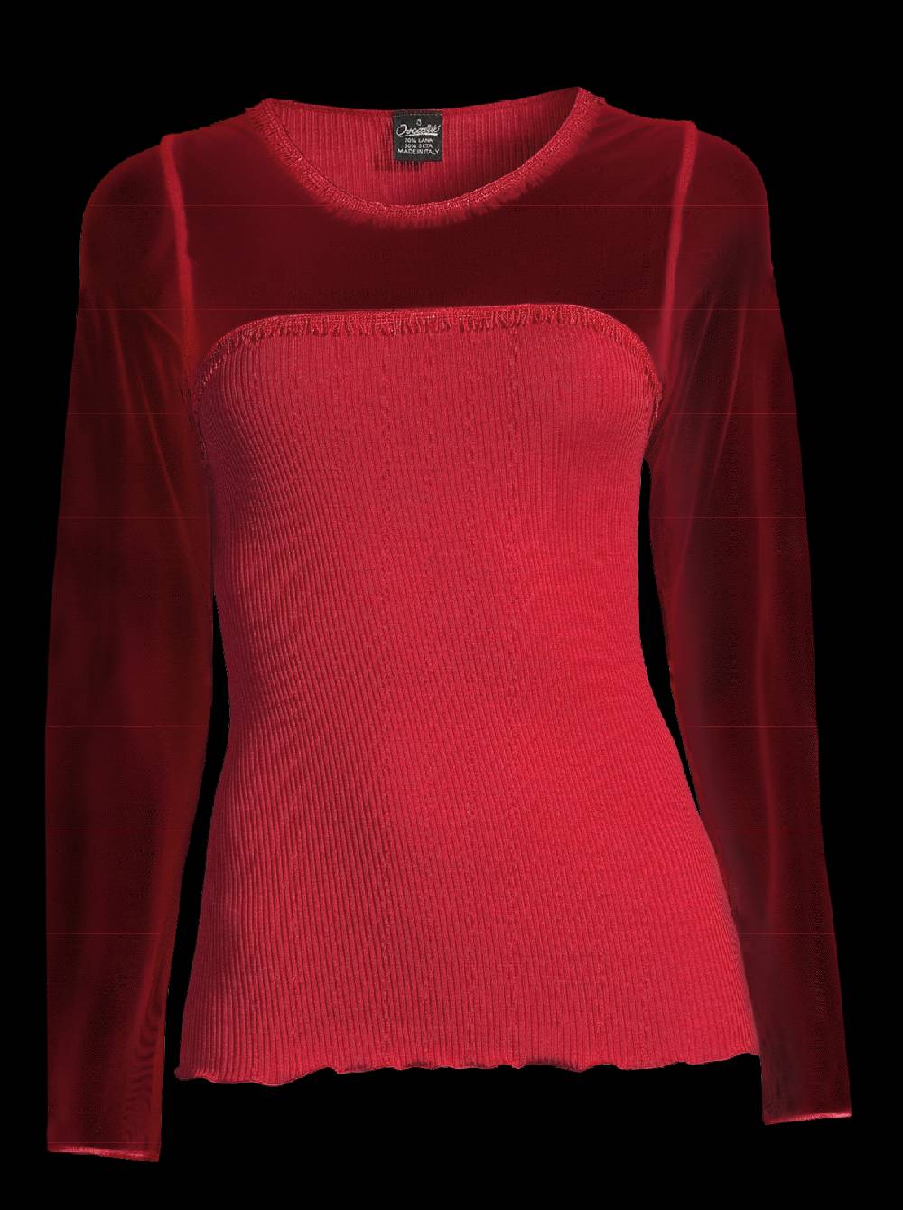 Oscalito Girocollo maniche lunghe fascia macramè con piccole frange 6488 Vendita
