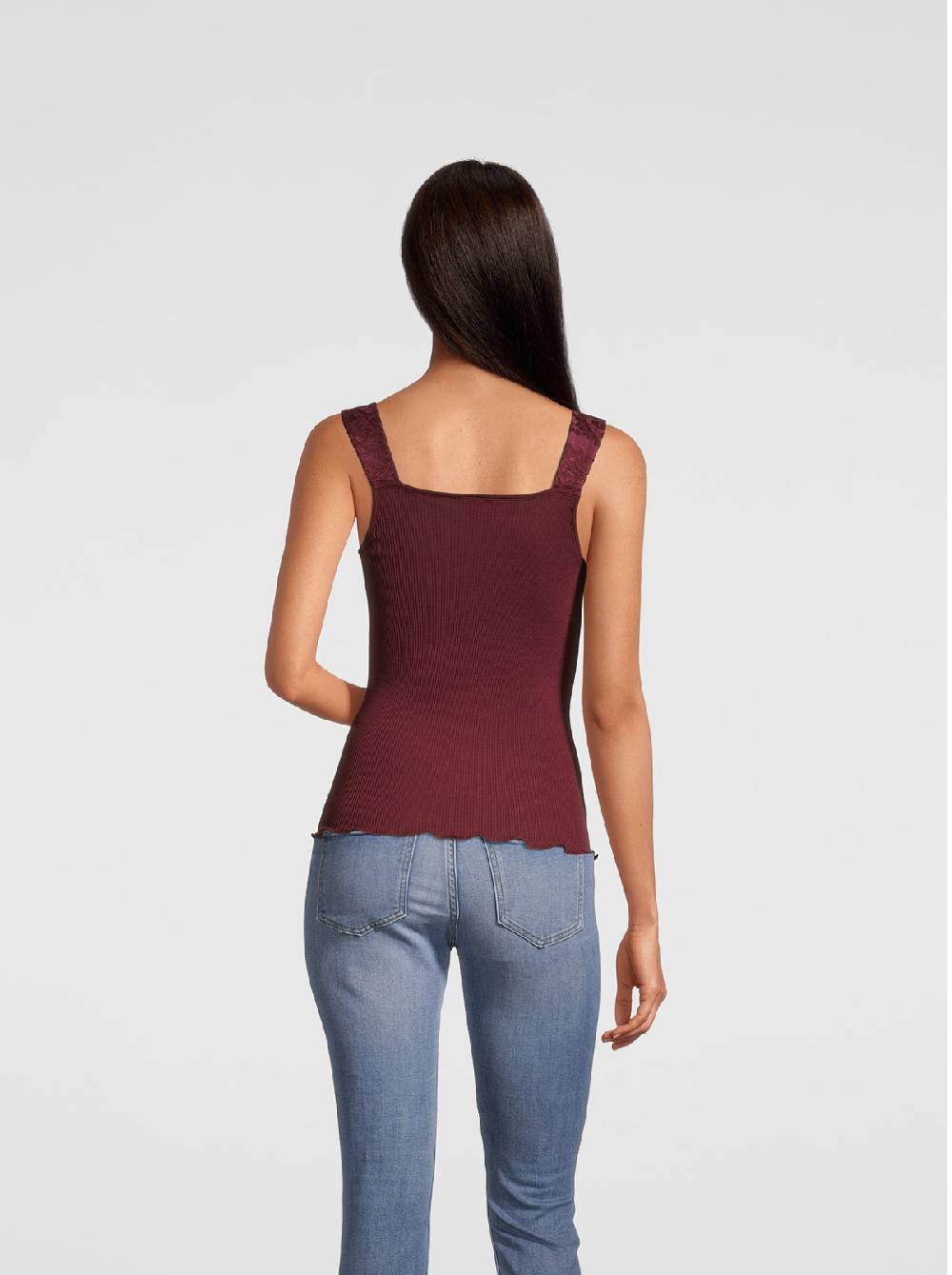 Oscalito Top in Lana e Seta con Pizzo Leavers all over 6420 Negozi Online