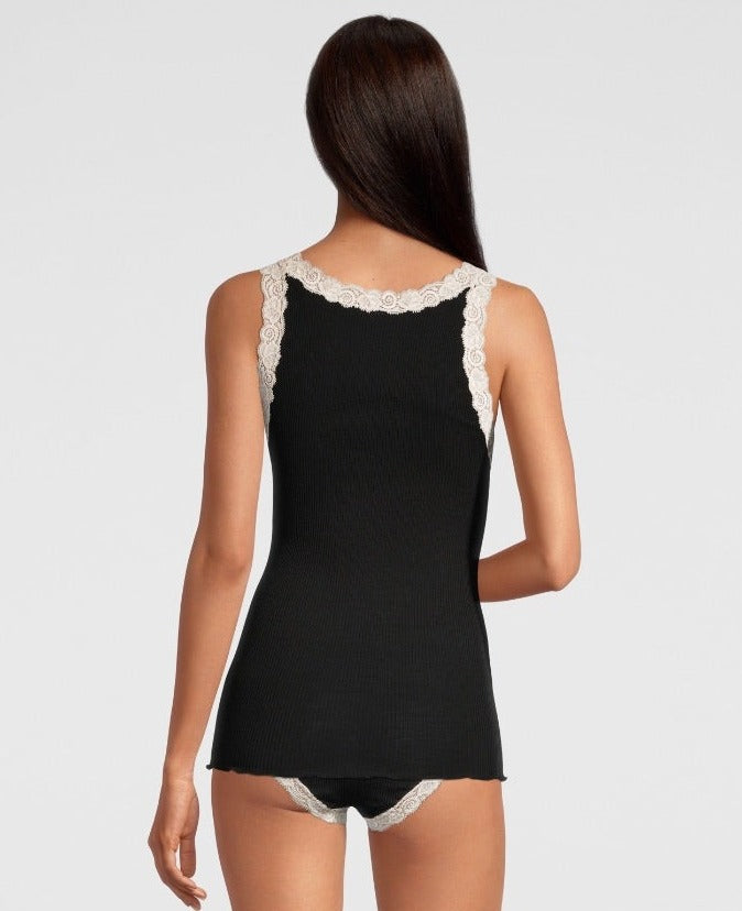 Oscalito Canotta in lana e seta con pizzo leavers 3403 Prezzo Ridotto