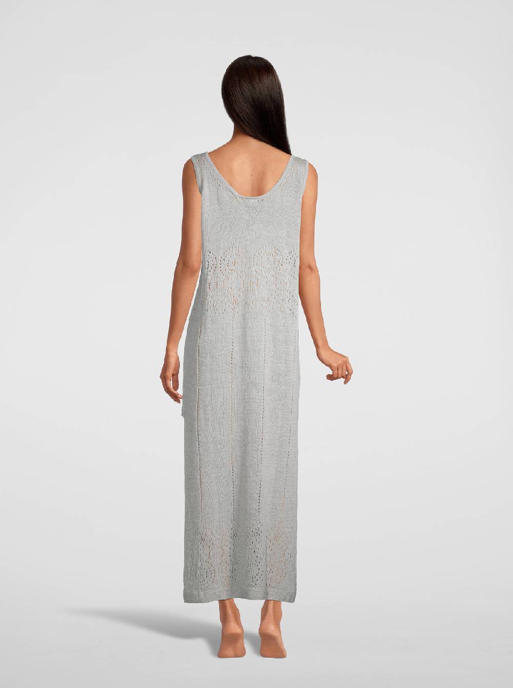 Oscalito Abito lungo senza maniche in maglia di puro lino 6588 Sconto