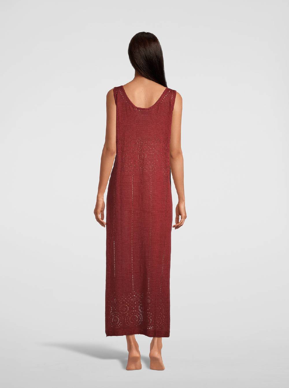 Oscalito Abito lungo senza maniche in maglia di puro lino 6588 Sconto