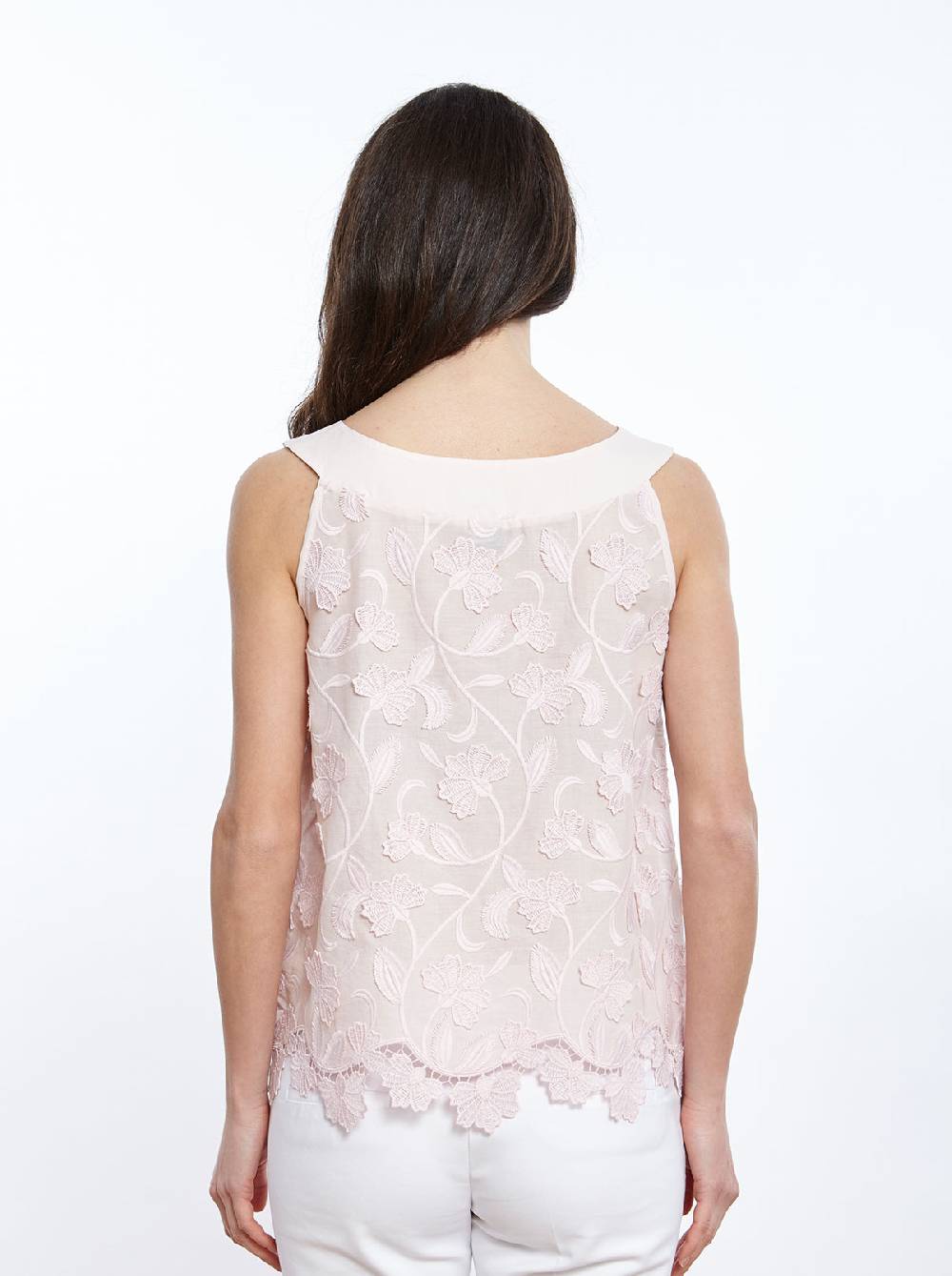 Oscalito Top in Voile di Cotone con Ricamo Surposé 4910 Promozione Limitata
