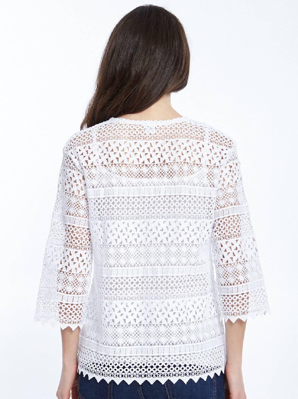 Oscalito Cardigan a maniche midi Allover Macramè Cotone 4536 Economico