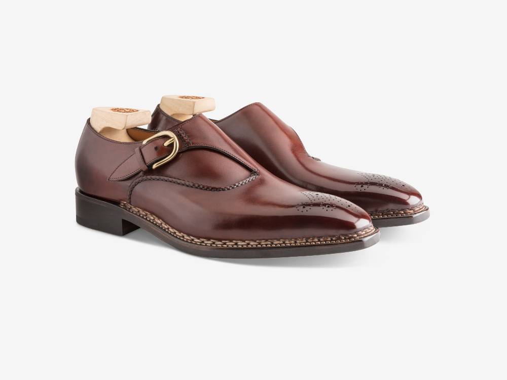Paolo Sartori Single Monkstrap in Antiqued Positano Leather Mono Fibbia in pelle Anticata Positano Offerta