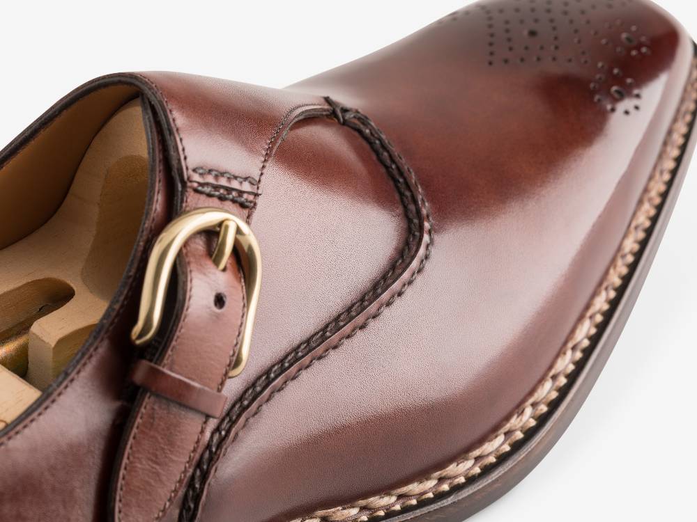 Paolo Sartori Single Monkstrap in Antiqued Positano Leather Mono Fibbia in pelle Anticata Positano Offerta