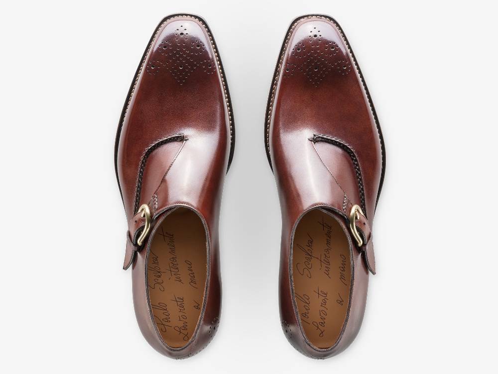 Paolo Sartori Single Monkstrap in Antiqued Positano Leather Mono Fibbia in pelle Anticata Positano Offerta