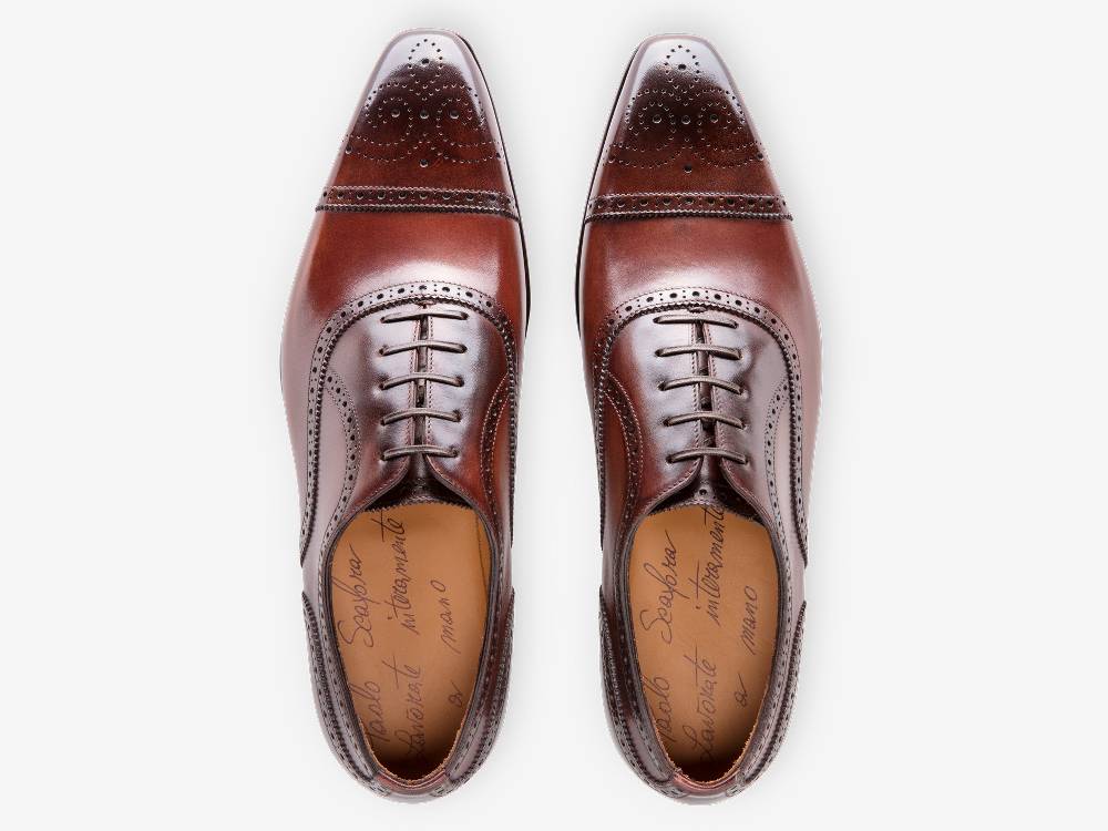 Paolo Sartori Art. 587 Oxford in pelle Anticata Amarone Moda