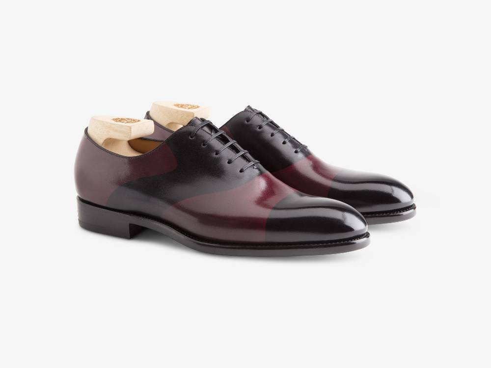 Paolo Sartori ART. 659 Oxford in pelle Dipinta a Mano Bordeaux e Nero Italia
