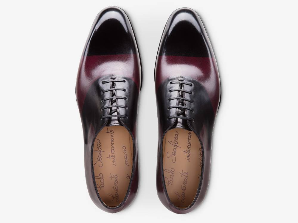 Paolo Sartori ART. 659 Oxford in pelle Dipinta a Mano Bordeaux e Nero Italia
