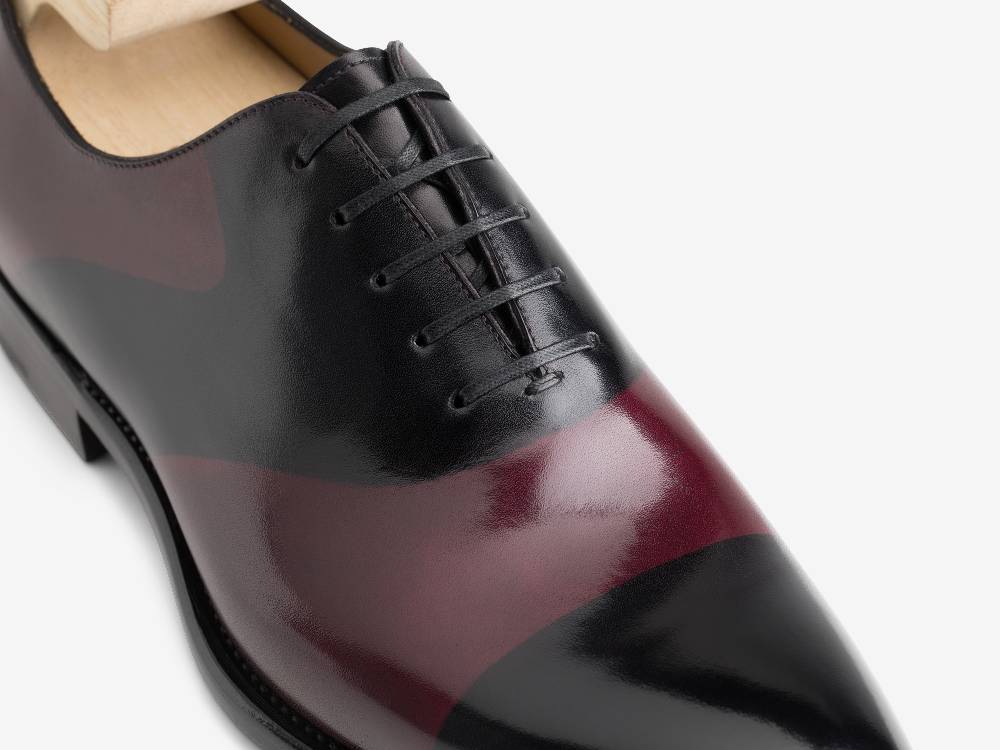 Paolo Sartori ART. 659 Oxford in pelle Dipinta a Mano Bordeaux e Nero Italia