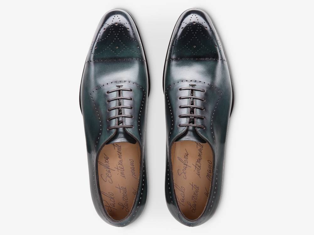 Paolo Sartori ART. 632 Oxford in pelle Anticata Turquoise Promozione