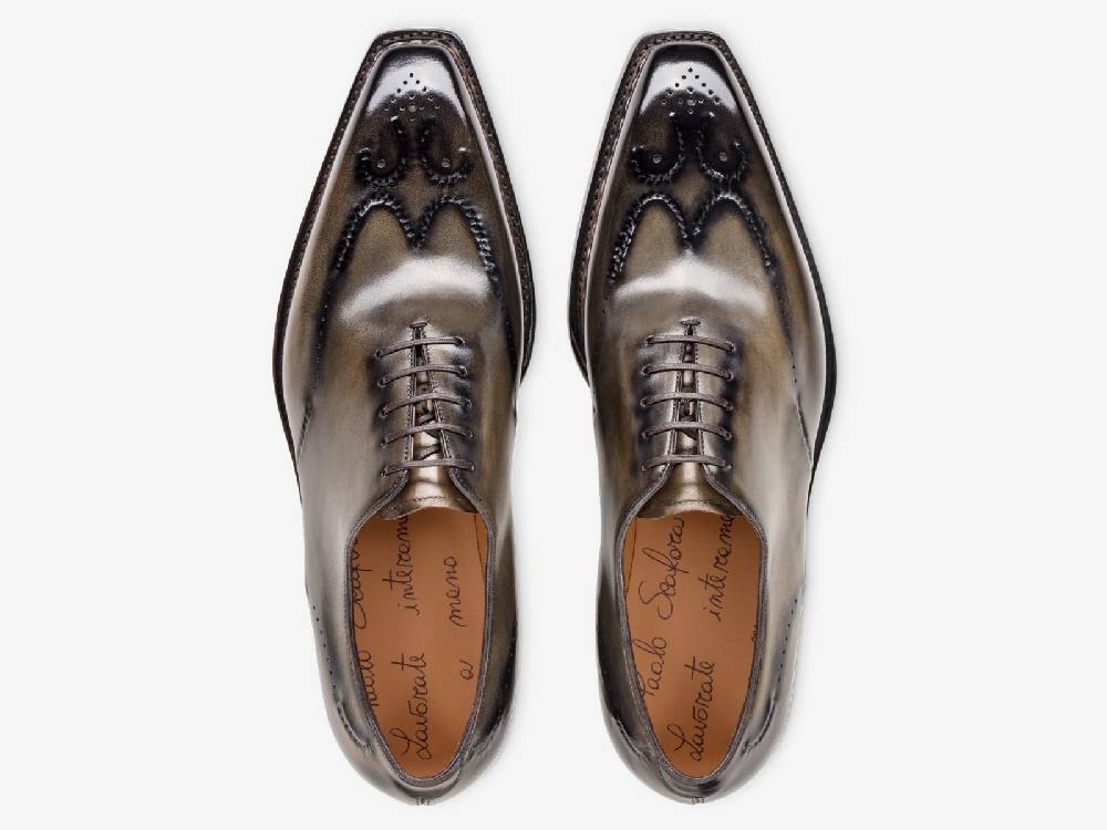 Paolo Sartori Art. 792 Oxford in Antiqued Verdegris Leather Soddisfazione Garantita