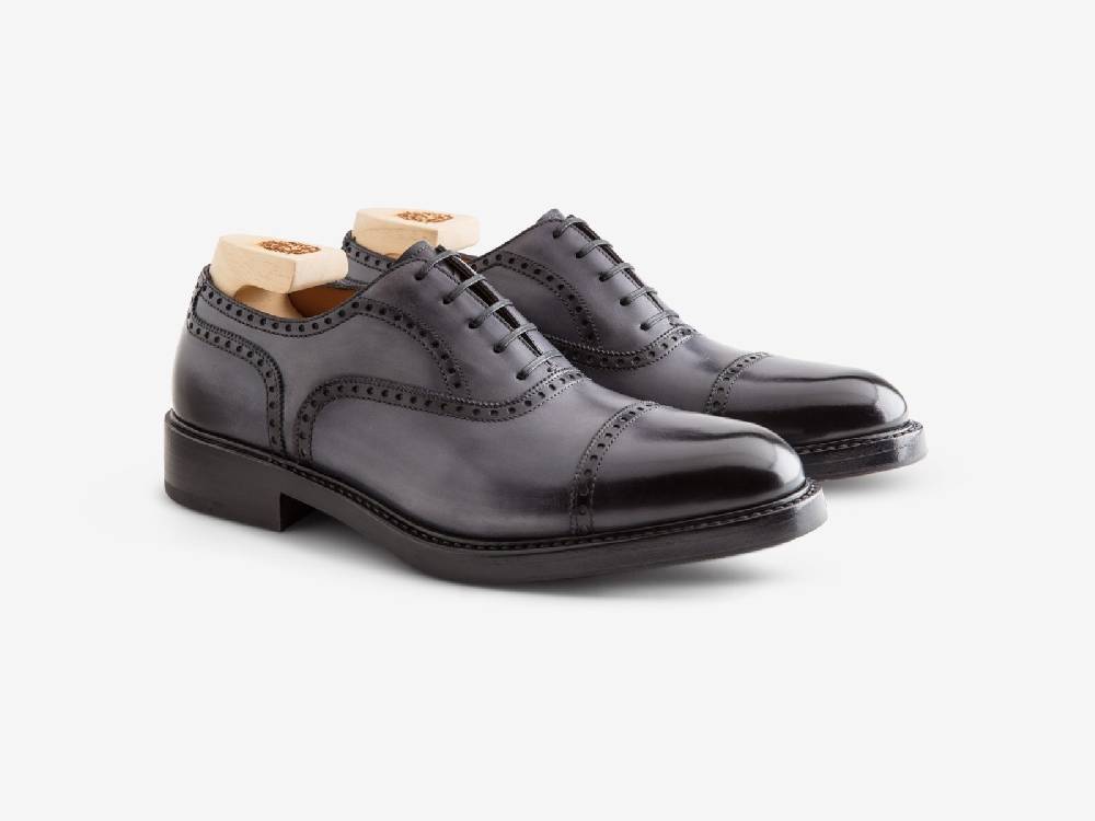 Paolo Sartori Art. 769 Oxford in Antiqued Grigio Leather Negozi Online