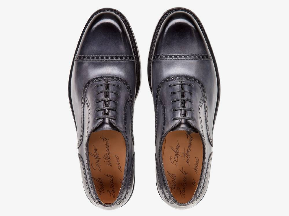 Paolo Sartori Art. 769 Oxford in Antiqued Grigio Leather Negozi Online