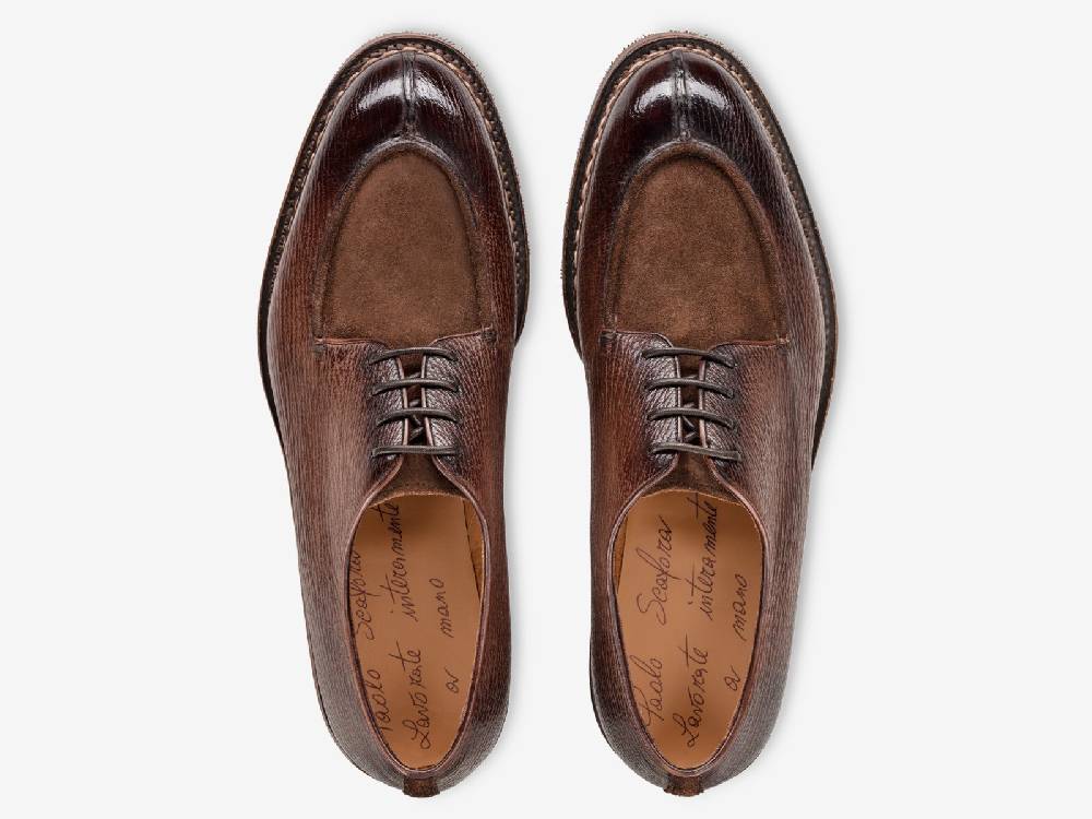 Paolo Sartori Art. 797 Derby in Montella Shark and Suede Leather Prezzo Ridotto