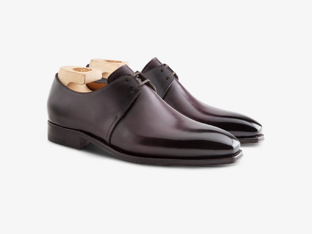 Paolo Sartori Art. 739 Derby in Antiqued Melanzana Leather Economico