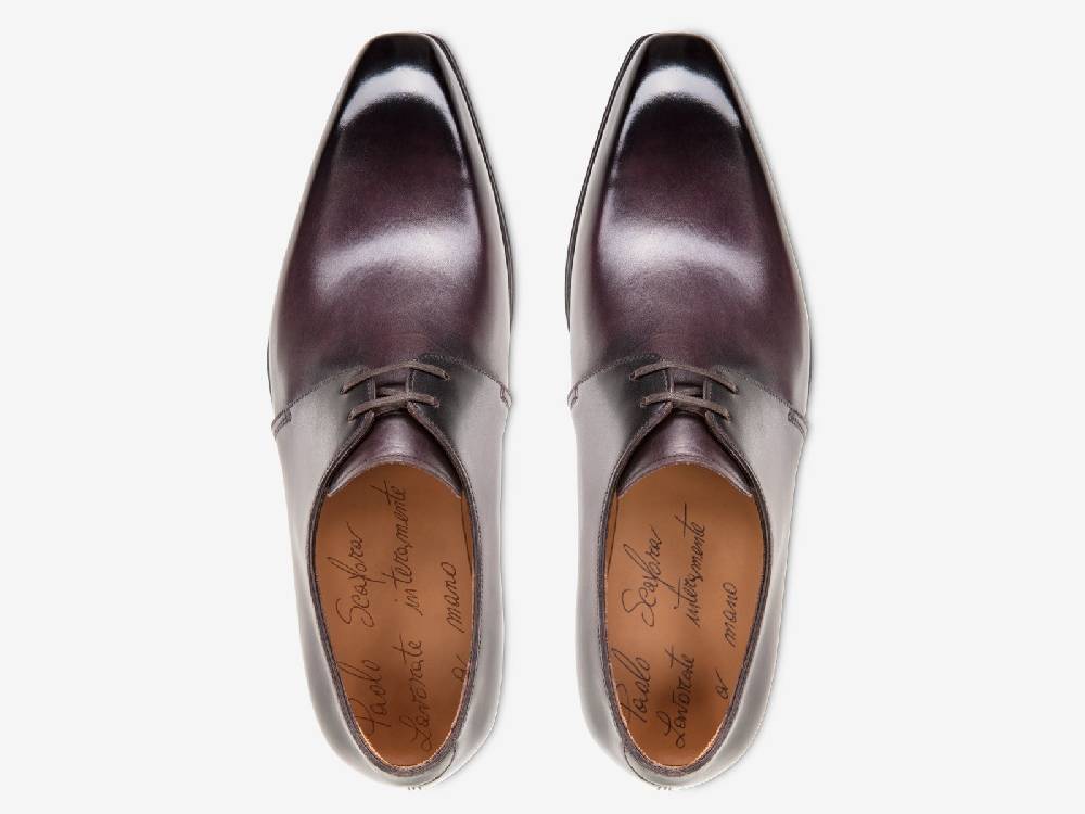 Paolo Sartori Art. 739 Derby in Antiqued Melanzana Leather Economico