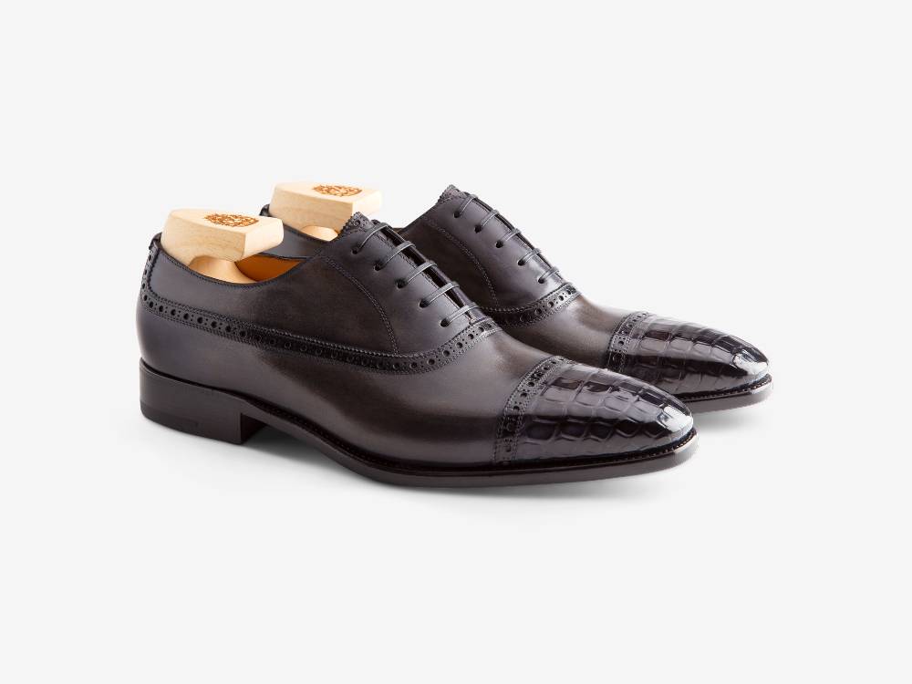 Paolo Sartori Art. 695 Oxford in pelle Anticata Grigio Outlet