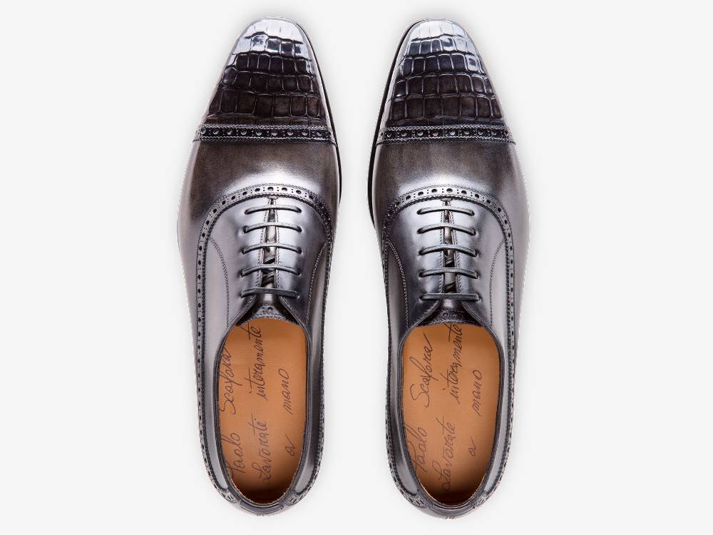 Paolo Sartori Art. 695 Oxford in pelle Anticata Grigio Outlet