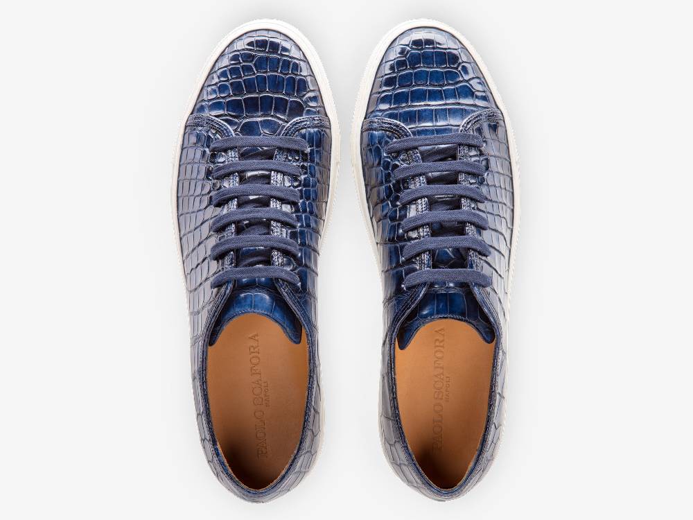 Paolo Sartori Art.Tenny1 Sneakers In Alligatore Anticata Oceano Hotsell