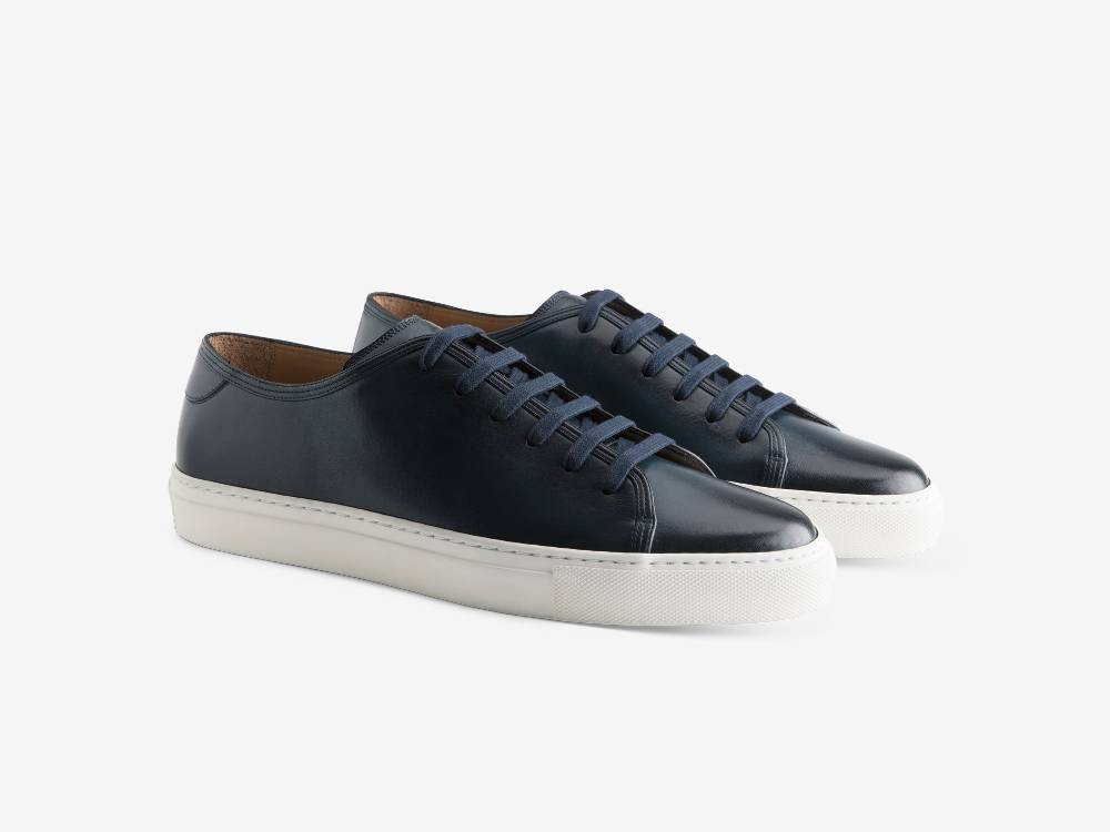 Paolo Sartori Art.Tenny1 Sneakers In Pelle Anticata Oceano Vendita Calda