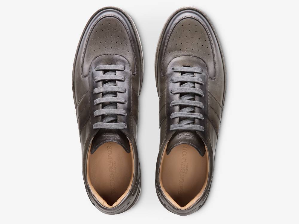 Paolo Sartori Art.Tenny2 Sneakers In Pelle Anticata Ardesia Fino al 65% di sconto