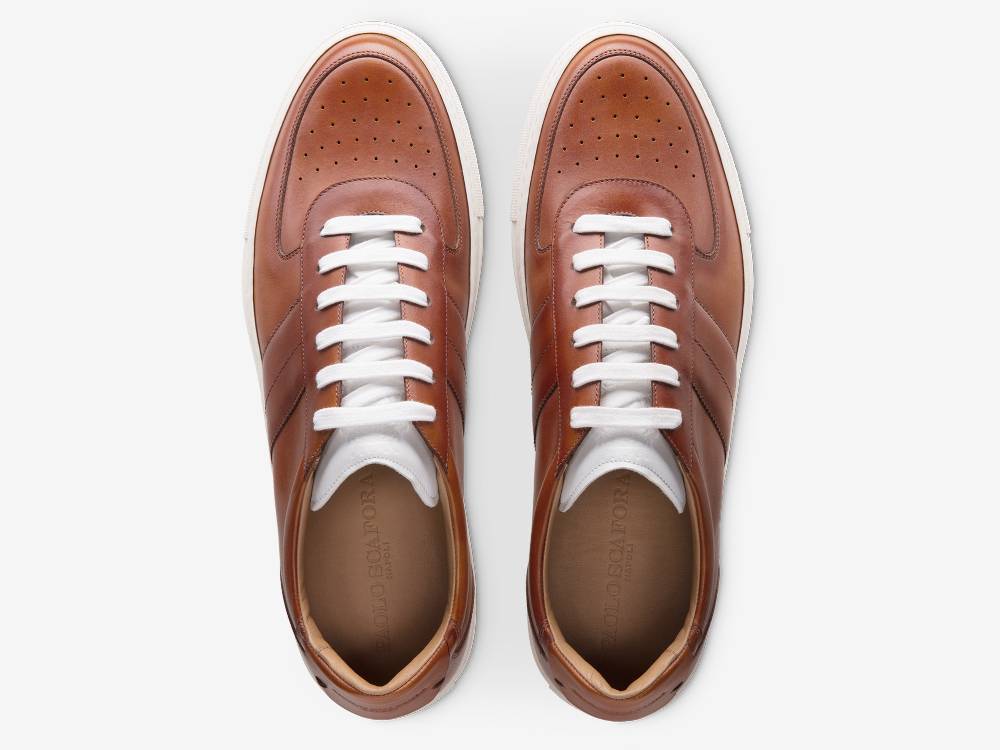 Paolo Sartori Art.Tenny2 Sneakers In Pelle Anticata Cognac Only for today