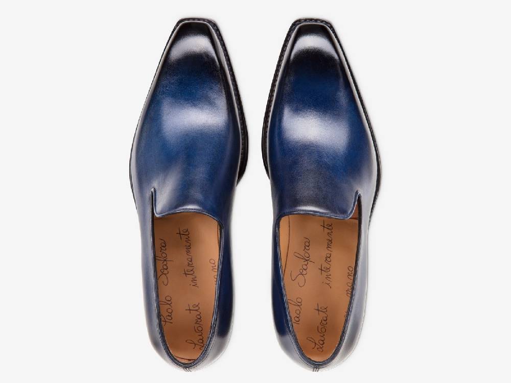 Paolo Sartori Art. 727 Loafer in Antiqued Cobalto Leather Nuova