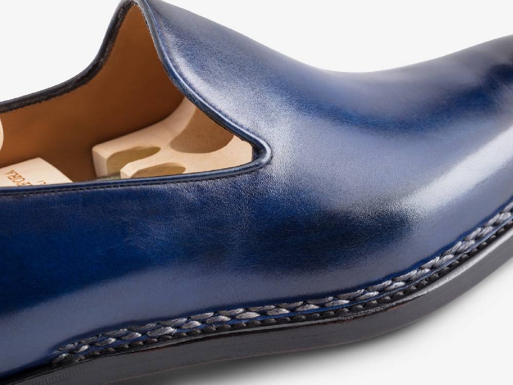 Paolo Sartori Art. 727 Loafer in Antiqued Cobalto Leather Nuova